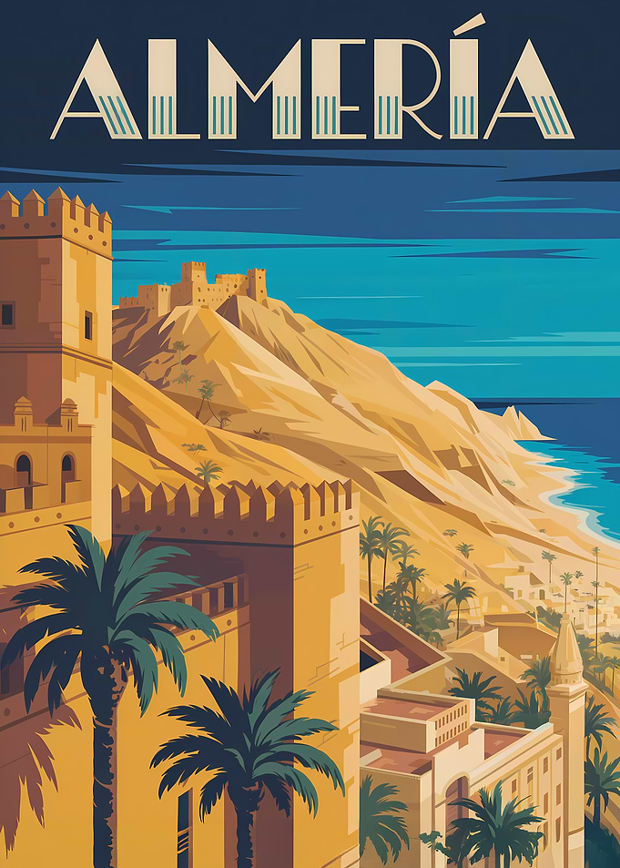 Almería Travel Poster Art Deco Style