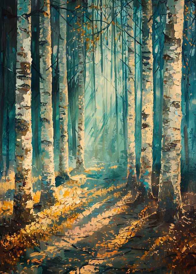 Birch Tree Forest Painting