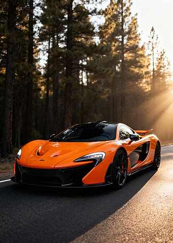 Orange McLaren P1 on Forest Road