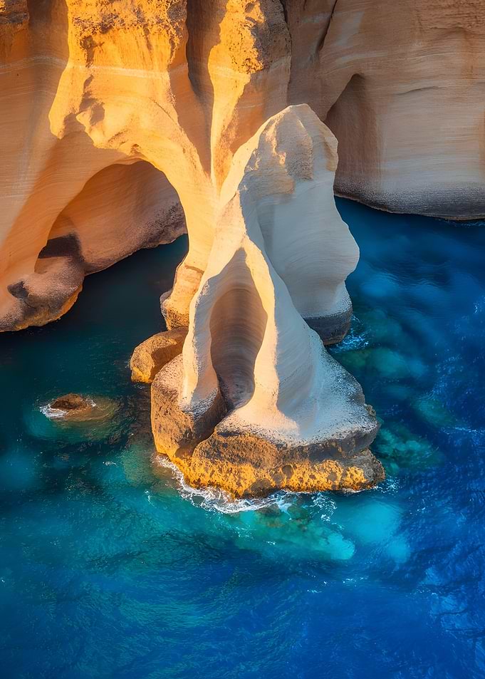 Coastal Rock Formations in Blue Water