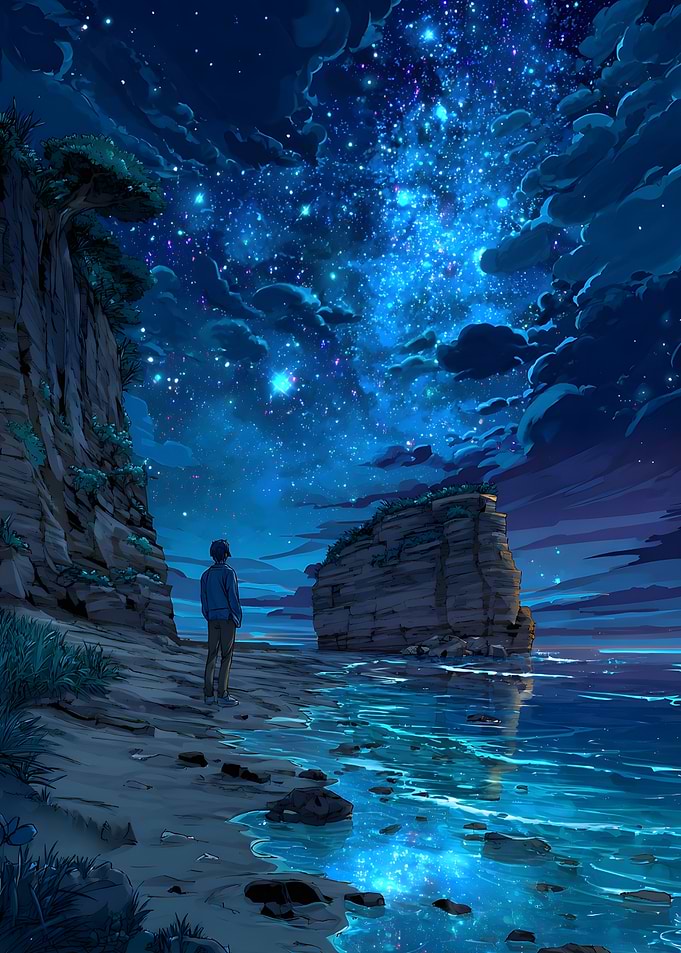 Starry Night Beach Scene