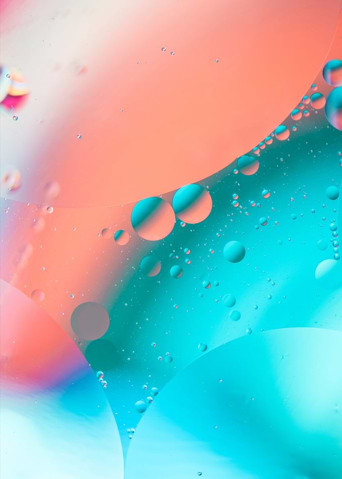 Abstract Bubbles in Teal and Peach