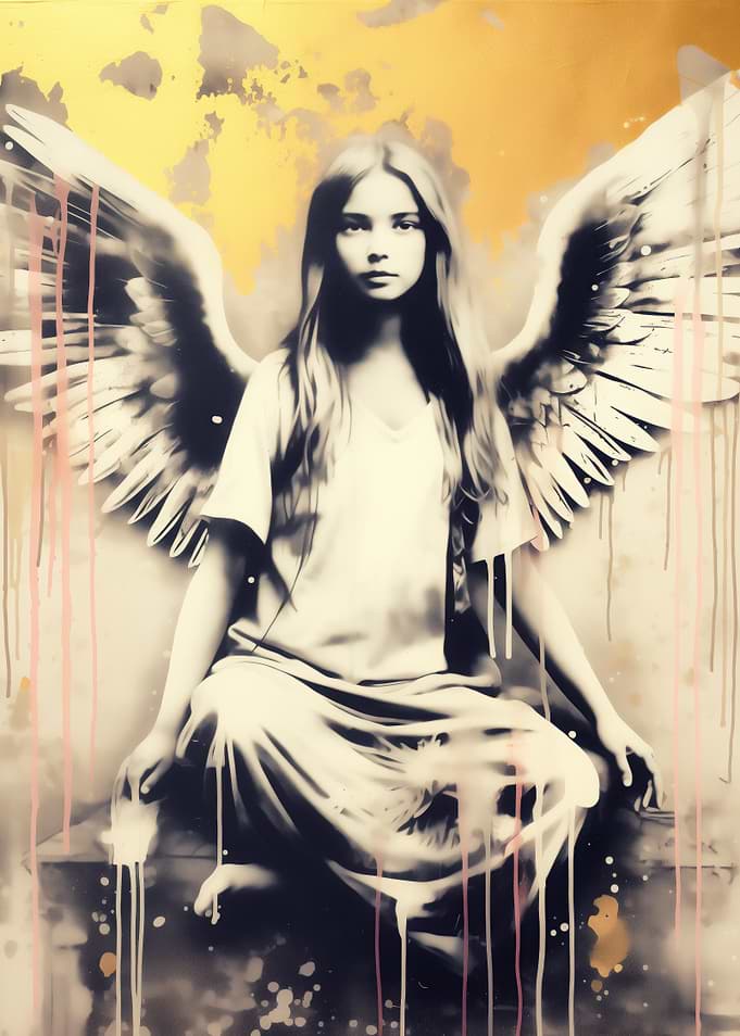 Angelic Figure with Wings Urban Art