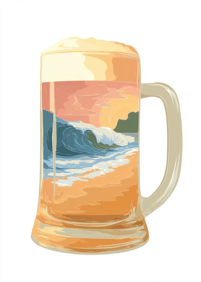 Beach in a Beer Mug Illustration