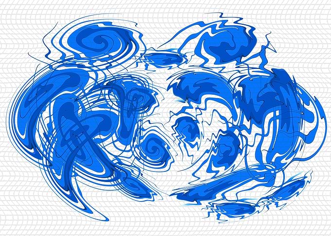 Abstract Blue Swirls on White 3E