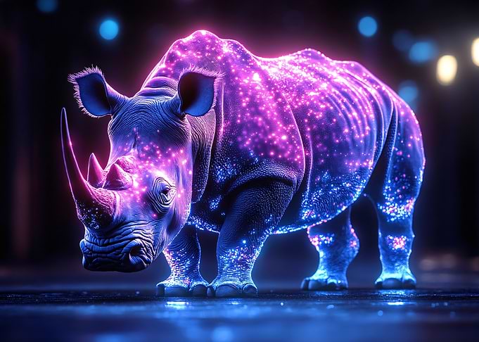 Neon Rhino Digital Art