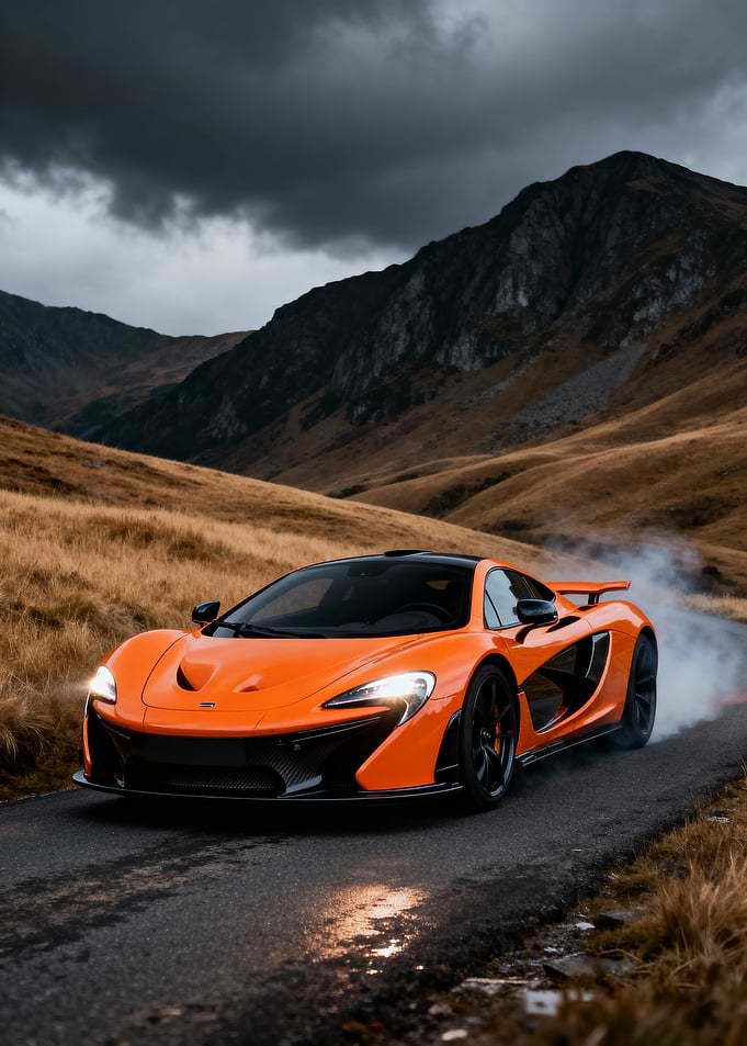 Orange McLaren on Mountain Road