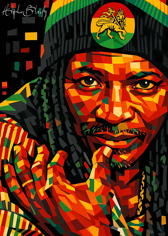 Alpha Blondy Portrait with Geometric Style