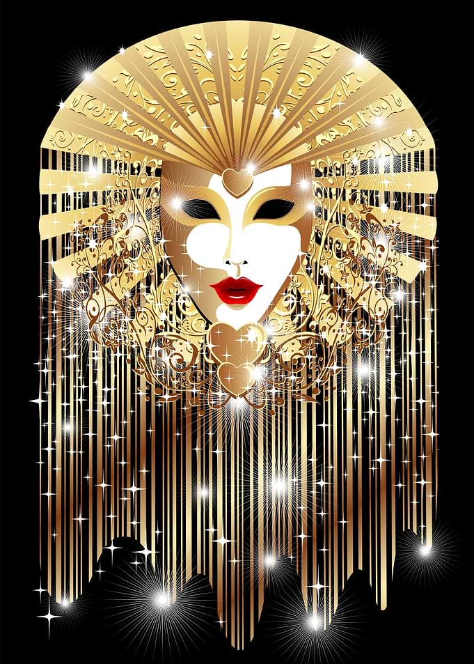 Golden Venetian Mask with Sparkles