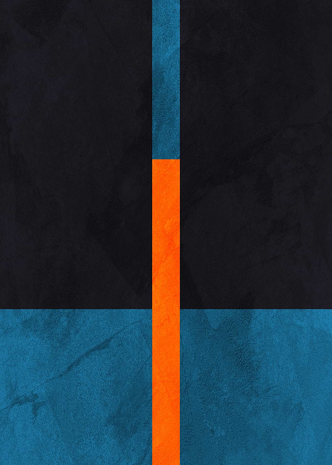 Abstract Geometric Art: Blue, Orange, Black