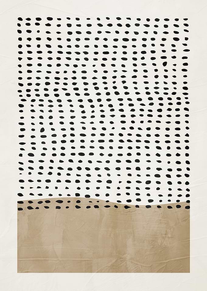 Abstract Minimalist Art with Dots and Block