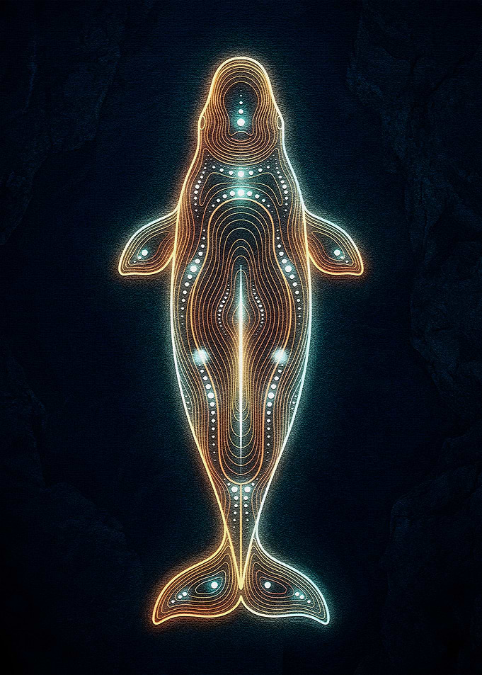 Abstract Beluga Whale Art