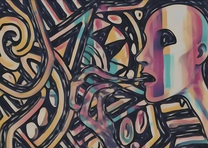 Abstract Portrait with Geometric Background
