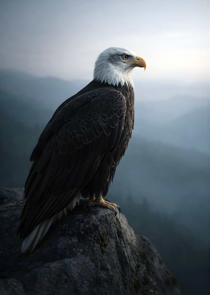 Bald Eagle on Mountain Peak