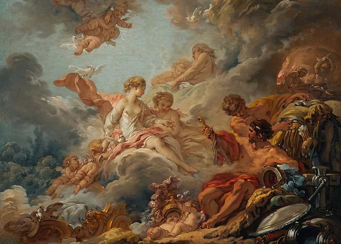 François Boucher – Vulcan Presenting Arms to Venus for Aeneas (1756)