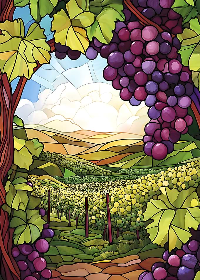 Vineyard Landscape with Grapes