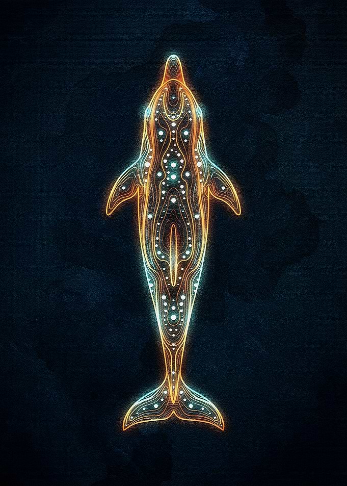 Abstract Dolphin Art on Dark Background