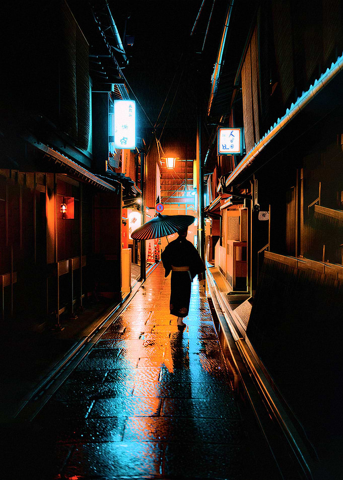 Rainy Night in Kyoto, Japan