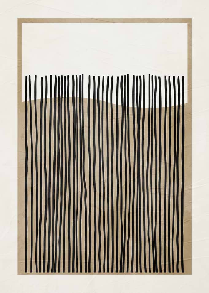 Abstract Black Lines on Beige Background