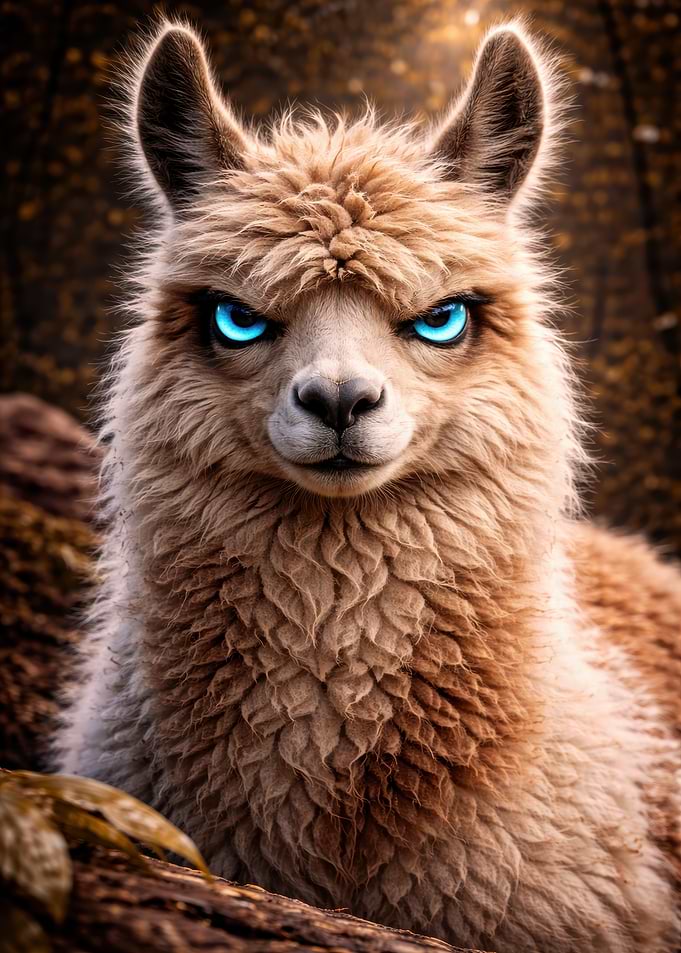 Llama with Glowing Blue Eyes