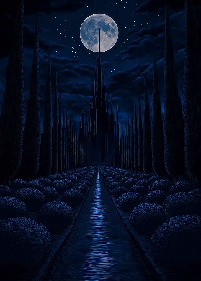 Moonlit Castle Path