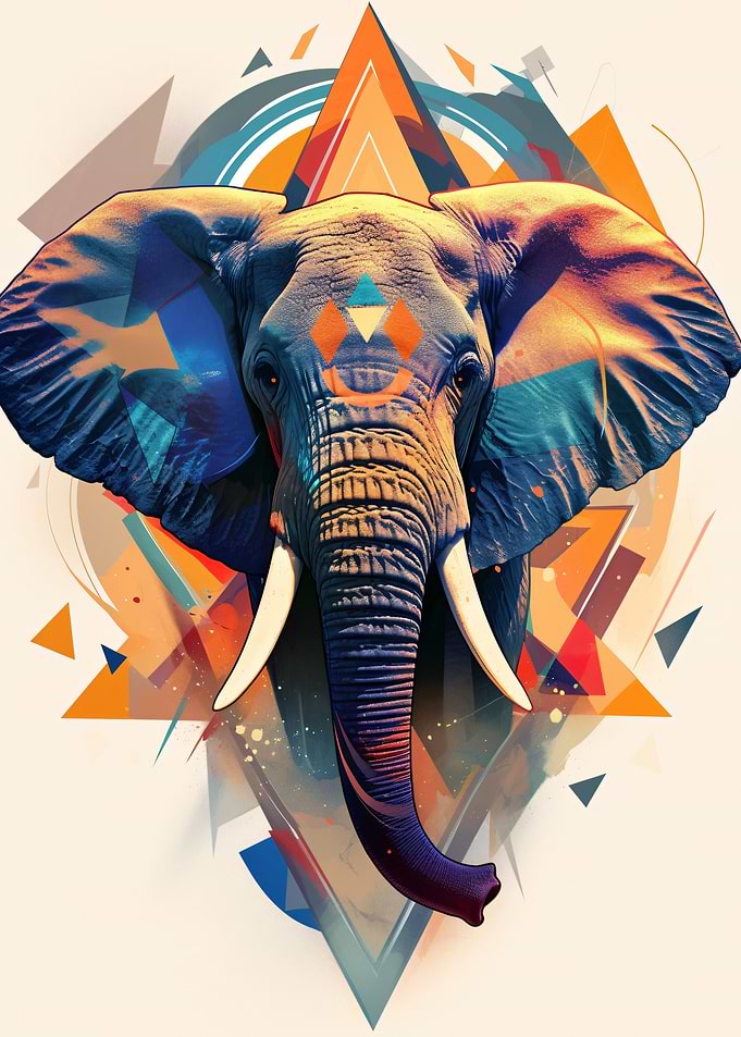 Geometric Elephant Art Print