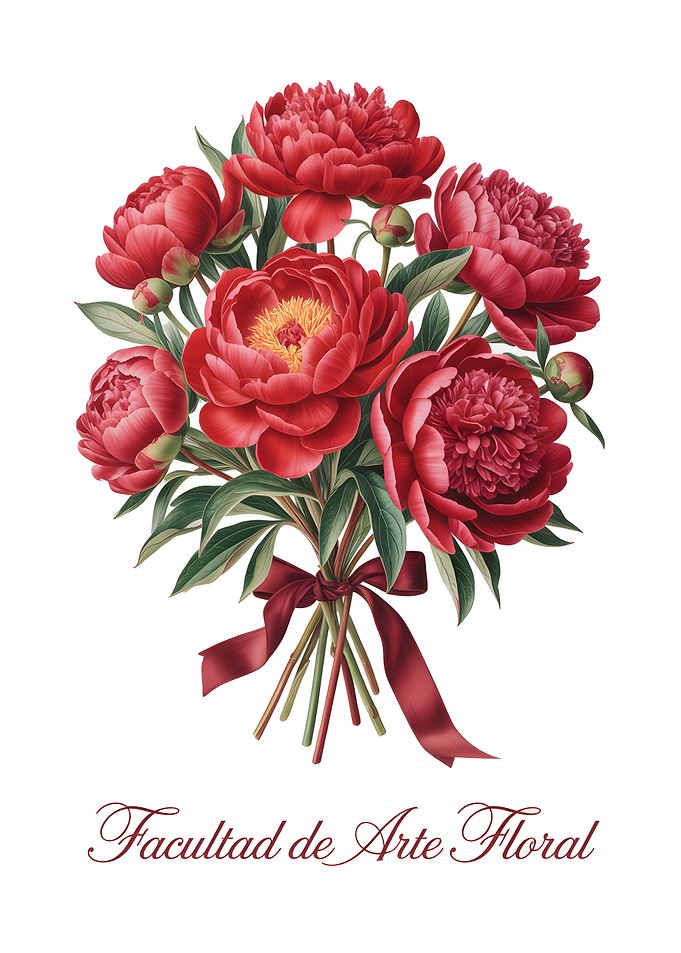 Red Peony Bouquet Illustration