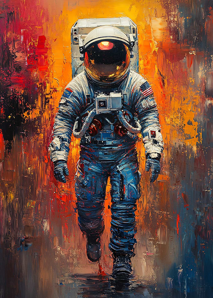 Astronaut in Space Suit Painting