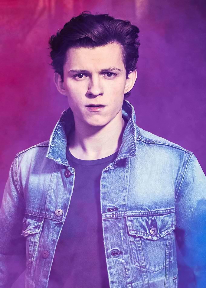 Tom Holland portrait in denim jacket