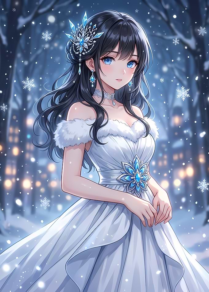 Anime Girl in Winter Wonderland