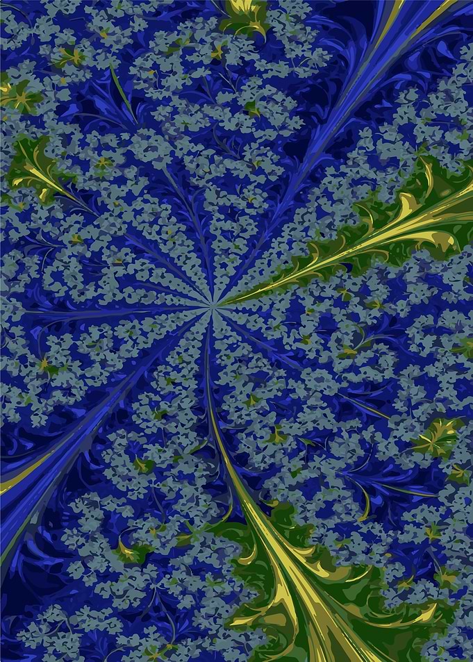 Floral fractal pattern in blue and green