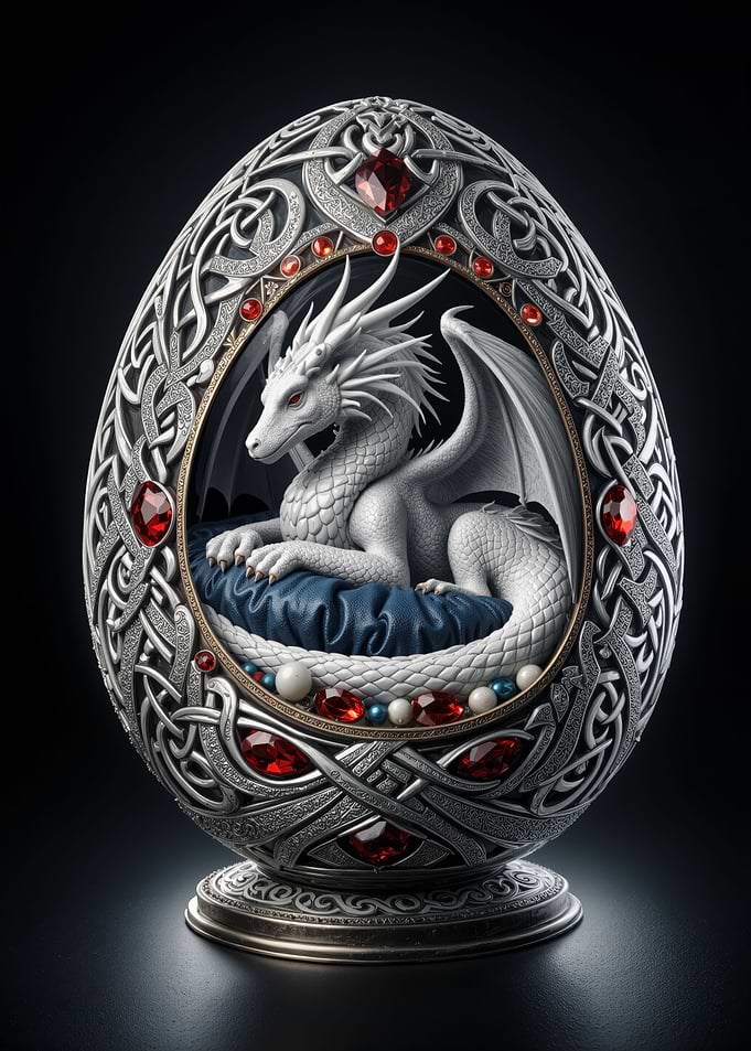 Dragon Egg with Silver Filigree