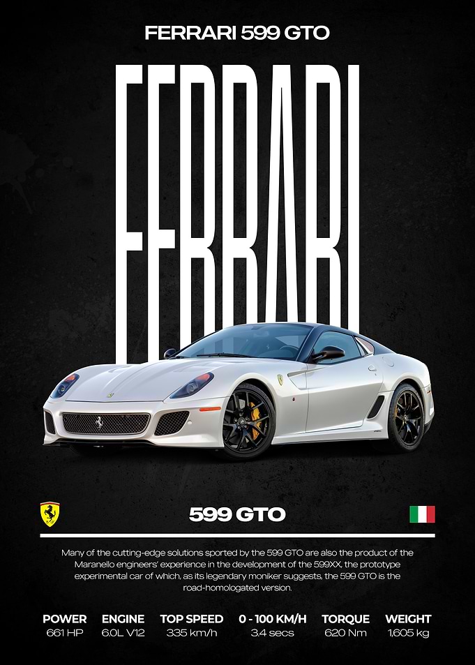 Ferrari 599 GTO Car Poster