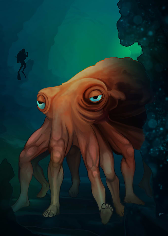 Human-legged Octopus in the Deep Sea