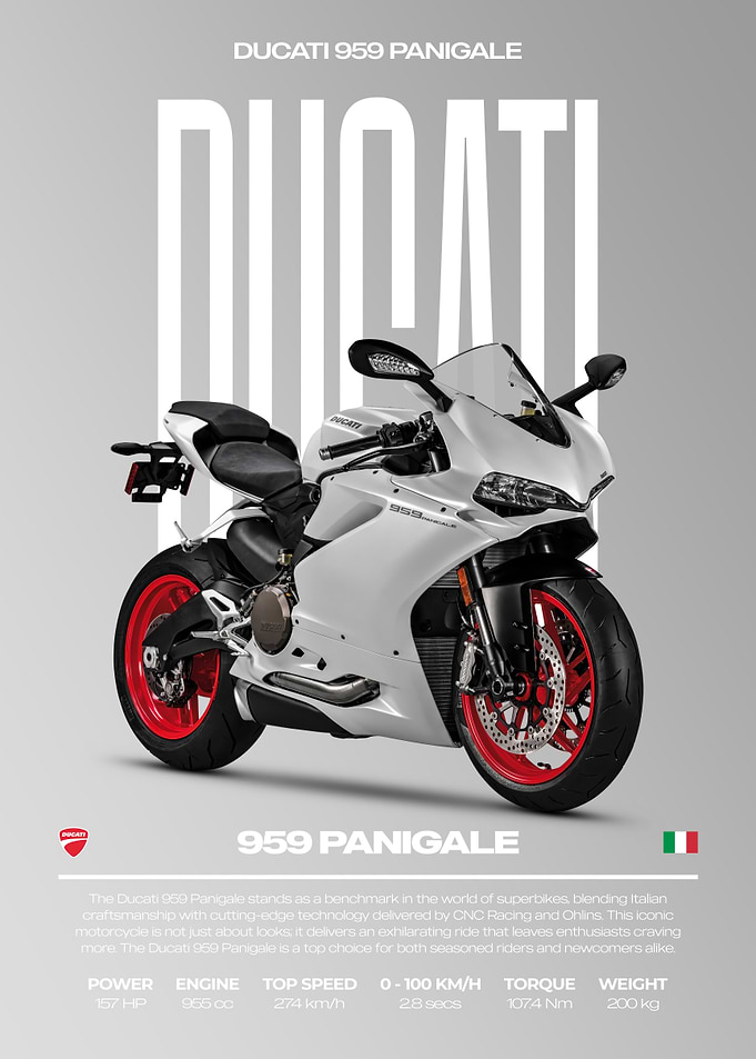 Ducati 959 Panigale Motorcycle Poster