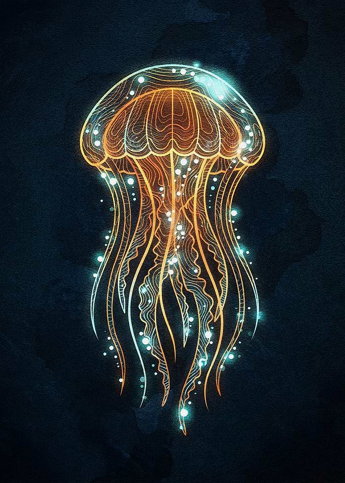 Glowing Jellyfish on Dark Background