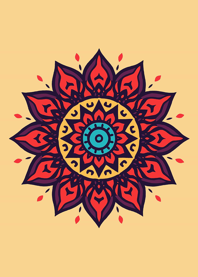 Colorful Mandala Art on Beige Background