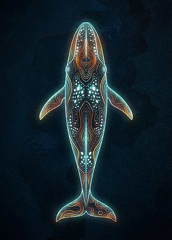 Abstract Whale Illustration on Dark Background