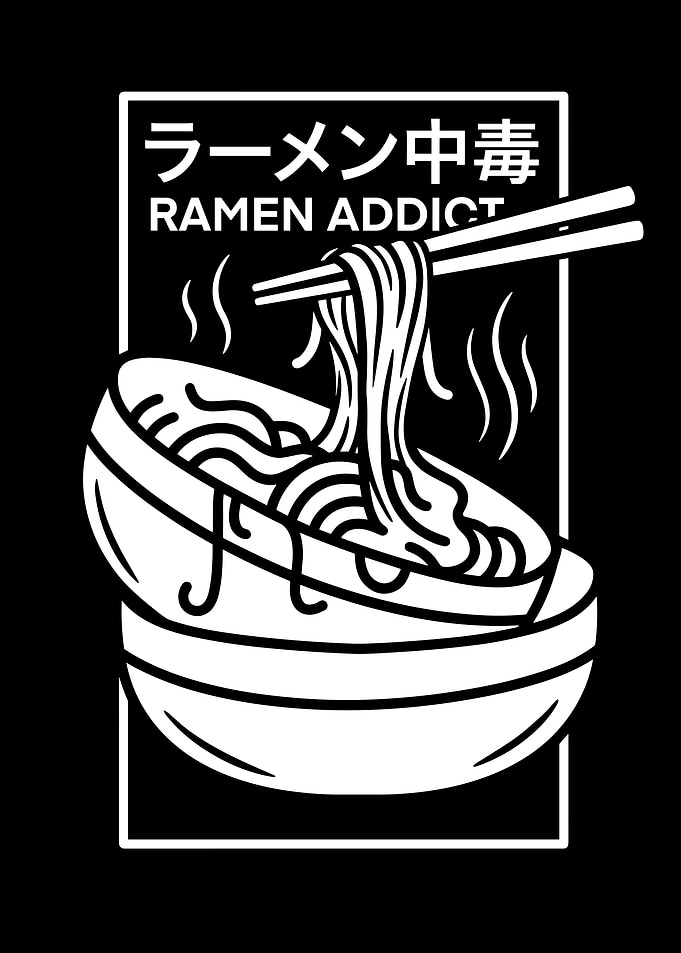 Japanese Ramen Addict Line Art