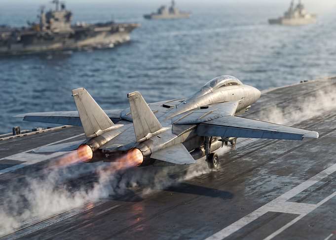 F-14 Tomcat Launching from Aircraft Carrier
