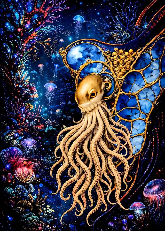 Cosmic Octopus – Surreal Ocean Frame – Abstract Fantasy #144