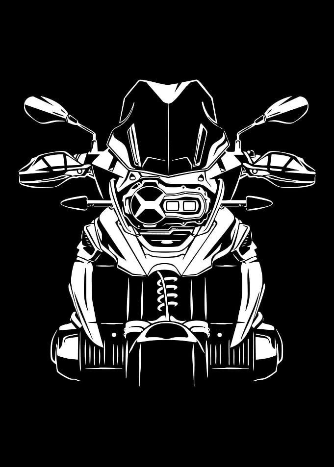 Motorcycle Front View Black and White