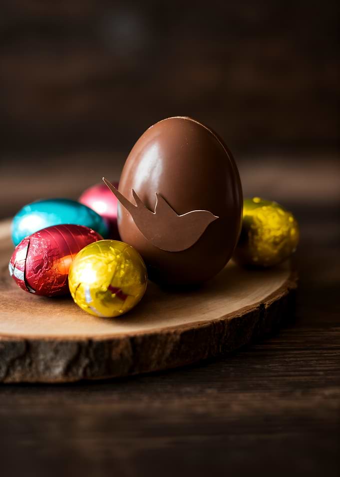 Chocolate Easter Egg with Bird Decoration