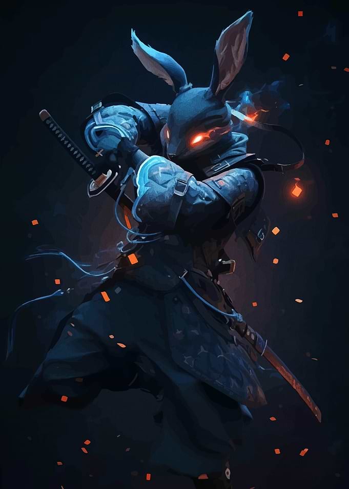 Rabbit Samurai Warrior with Katana