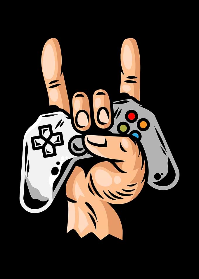 Rock on Gaming Hand with Controllers