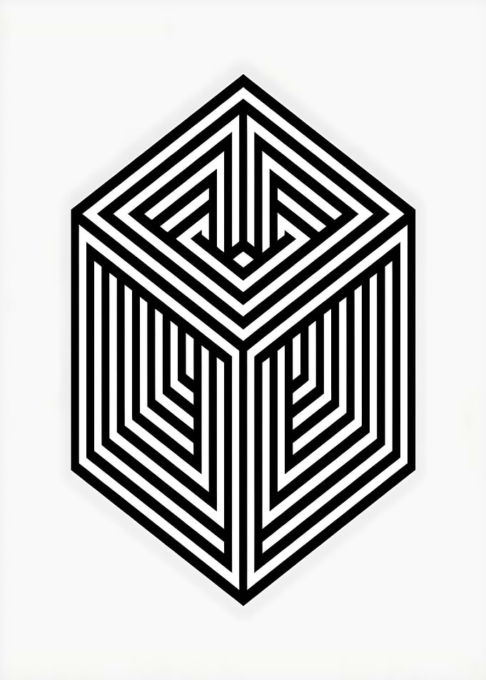 Abstract Cube Optical Illusion Art