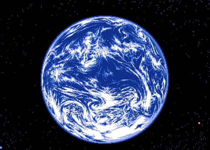 Blue Planet in Space Pixel Art
