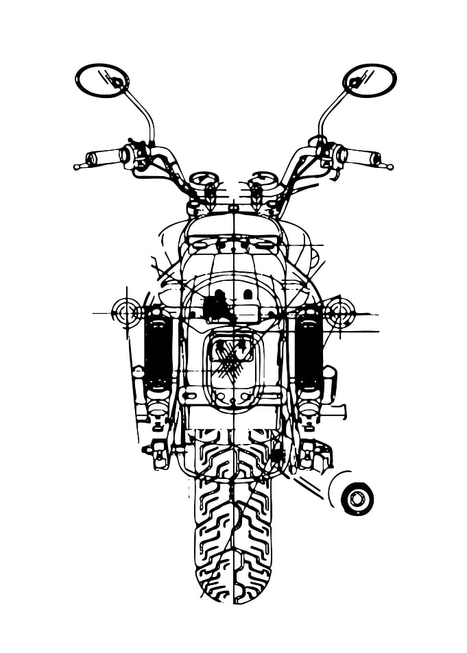 Motorcycle Blueprint Black and White