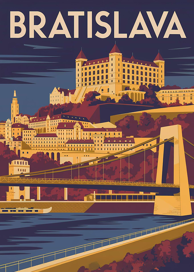 Bratislava Cityscape Travel Poster