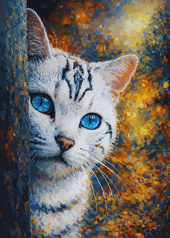 Blue-Eyed Cat Portrait